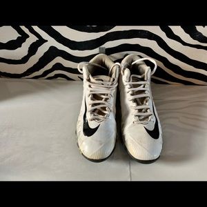 Nike football cleats, size 4Y white and grey